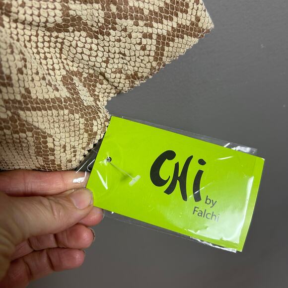 Chi by Falchi leather jacket 3X NWT snake tan feminine - Picture 10 of 13